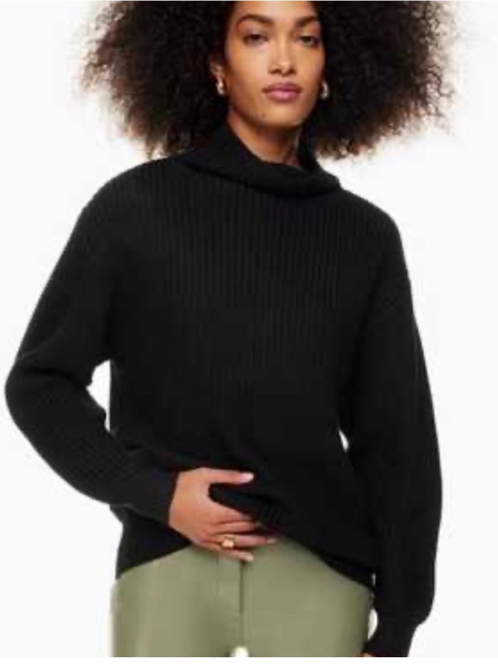 Aritzia Wilfred Montpellier Merino Wool Turtleneck Sweater in Black Sz Med
